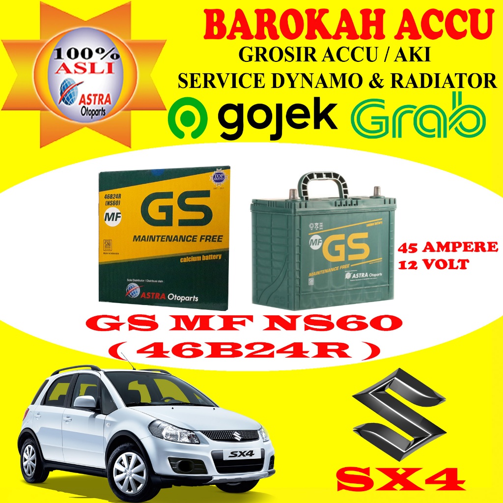 Jual AKI MOBIL SUZUKI SX4 GS MF NS60 / 46B24R ASTRA OTOPARTS | Shopee