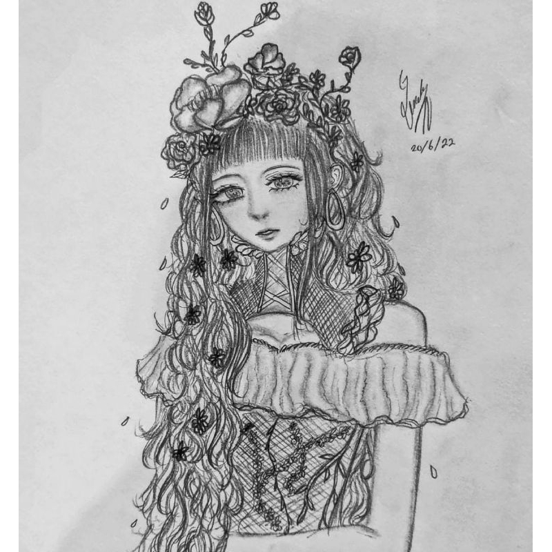 Jual (Pre Order) (Kertas A4) Jasa gambar sketsa semi realis anime