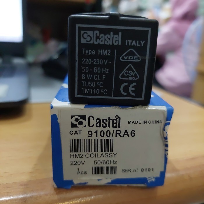Jual COIL SOLENOID CASTEL HM2 9100/RA6 KOIL HM-2 CAT 9100 RA6 220V 8W ...