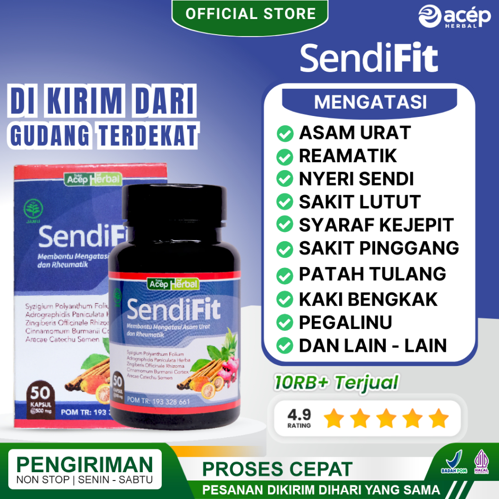 Jual Sendifit Acep Herbal Asli Origininal Obat Asam Urat Rematik Nyeri Sendi Tulang Lutut Syaraf