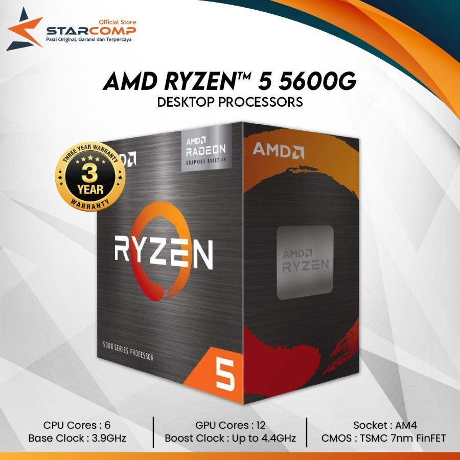 Jual AMD Ryzen 5 5600G With Radeon™ Graphics 6 Core 12 Thread CPU ...