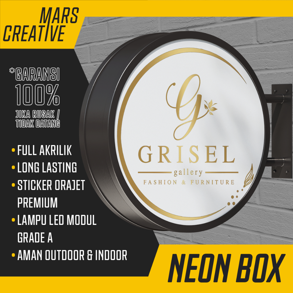 Jual Neon Box Indoor Outdoor Ukuran 60cm x 100cm Premium Custom 2 Sisi ...