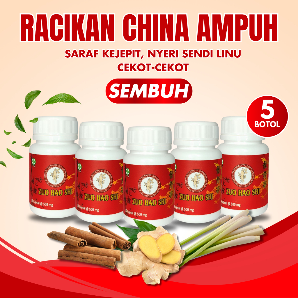 Zuo Hao Shi 5 Botol | Obat Herbal Ampuh Cina Ginseng Atasi Nyeri Sendi Saraf Kejepit Cekot-Cekot Linu Rematik Radang Sendi Saki Bokong Lutut Kaki Kaku Susah Gerak