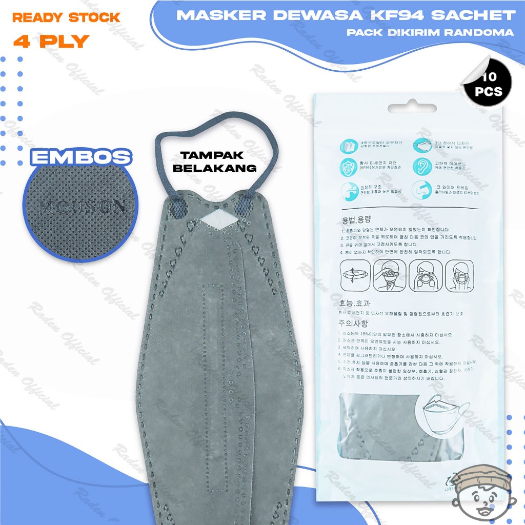 Jual Masker KF94 4Ply isi 10Pcs Putih Hitam Abu Warna KF 94 4 Ply ...