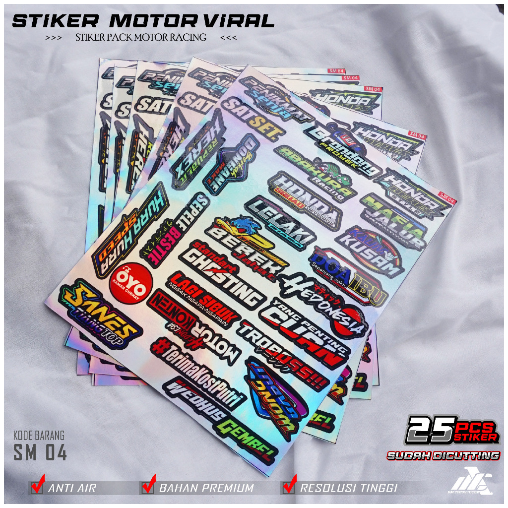 Jual Mac Sticker Racing Hologram Viral Isi Pcs Stiker Motor