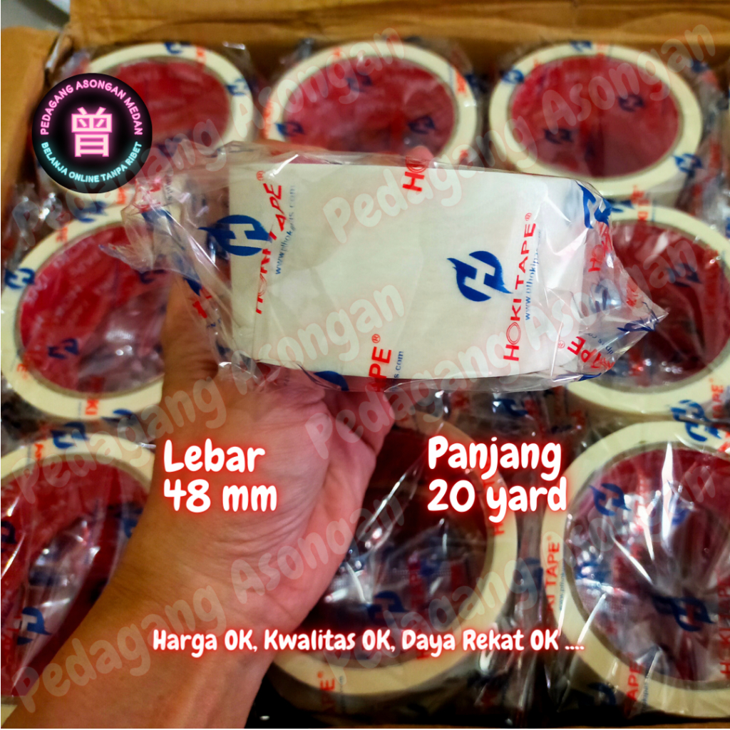 Jual Masking Tape Lakban Kertas HOKI 2" atau 1" 20yard 17meter Shopee