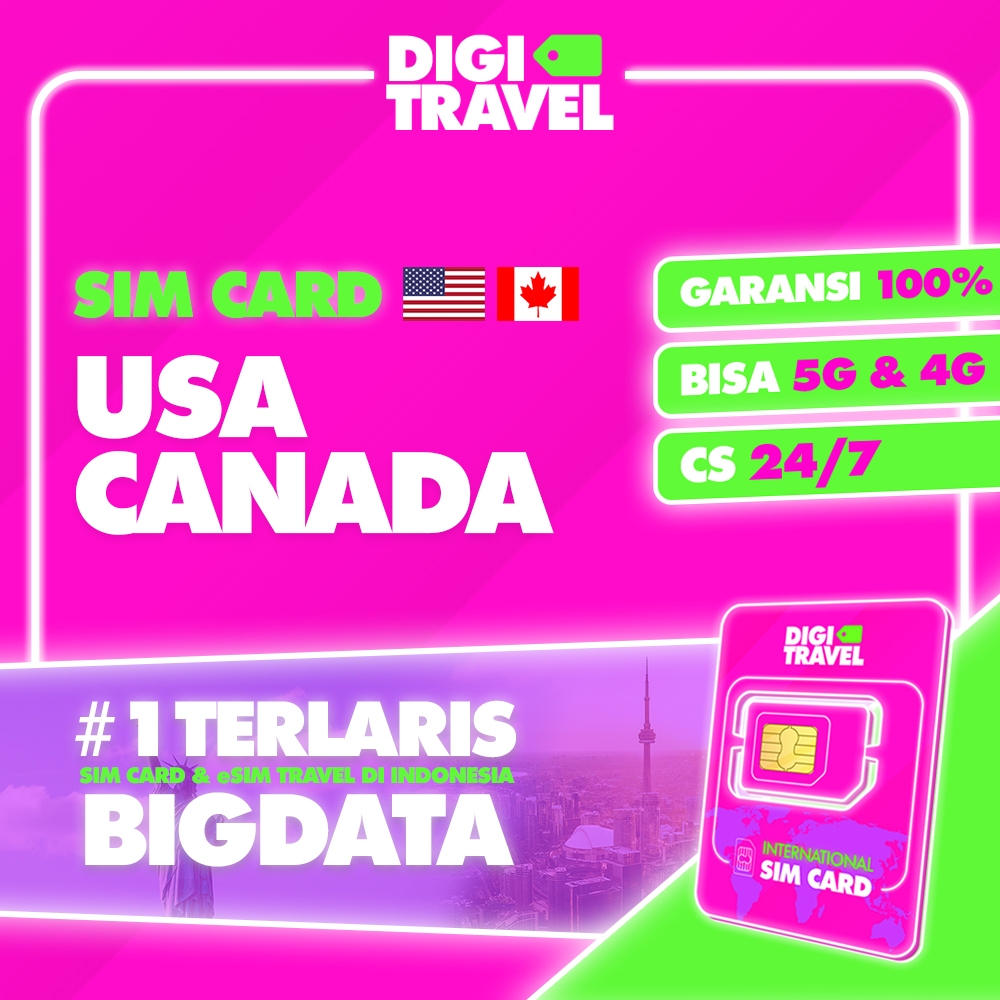 Jual DIGI TRAVEL Sim Card USA Canada Simcard Amerika Kanada Simcard