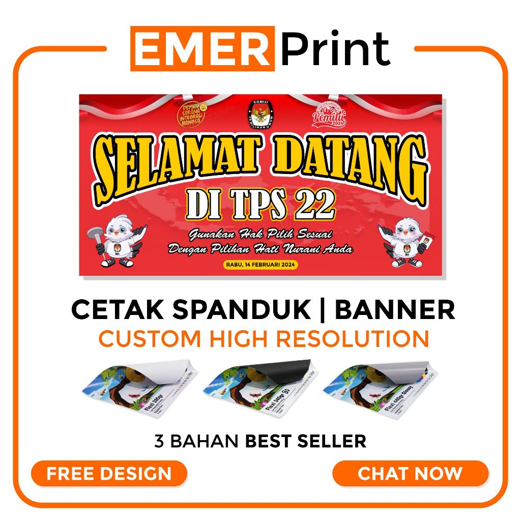 Jual CETAK CUSTOM SPANDUK | BANNER | BALIHO - SELAMAT DATANG TPS KPU ...