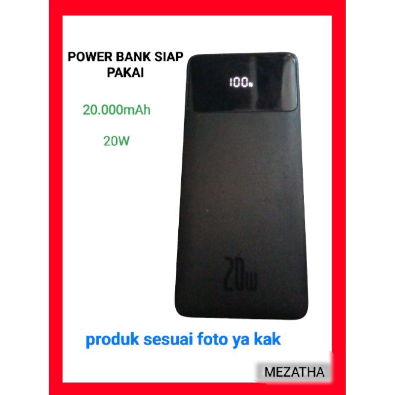 Jual power bank 20.000mAh 20W siap pakai (siap tempur di dunia