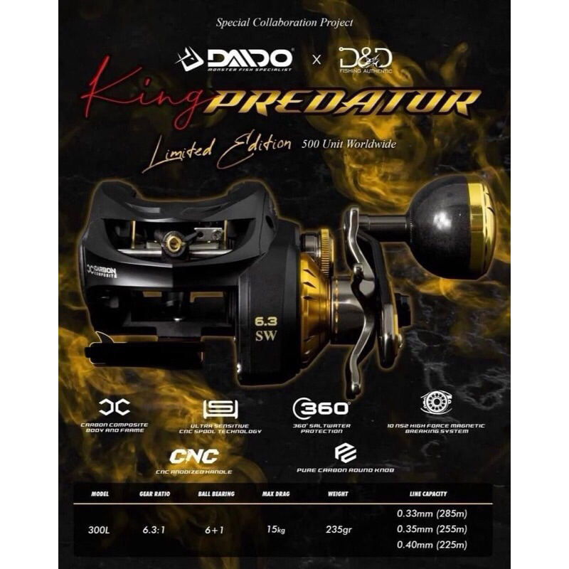 Jual Reel Daido King Predator 300L X DND LIMITED ITEM HANYA 500PCS  Se-INDONESIA
