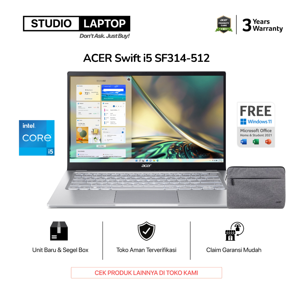 Jual Acer Swift 3 Now Sf314 Evo Core I5 1240p [ Ram 16gb 512gb Ssd 14