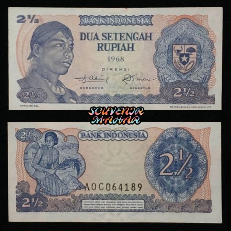 Jual (Au/Unc/Gress) Uang kuno 2 setengah rupiah jendral sudirman tahun ...