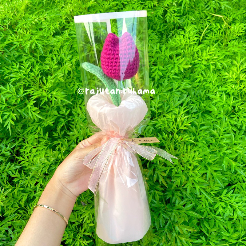 Jual BUKET BUNGA RAJUT TULIP buket mini gift handmade | Shopee Indonesia