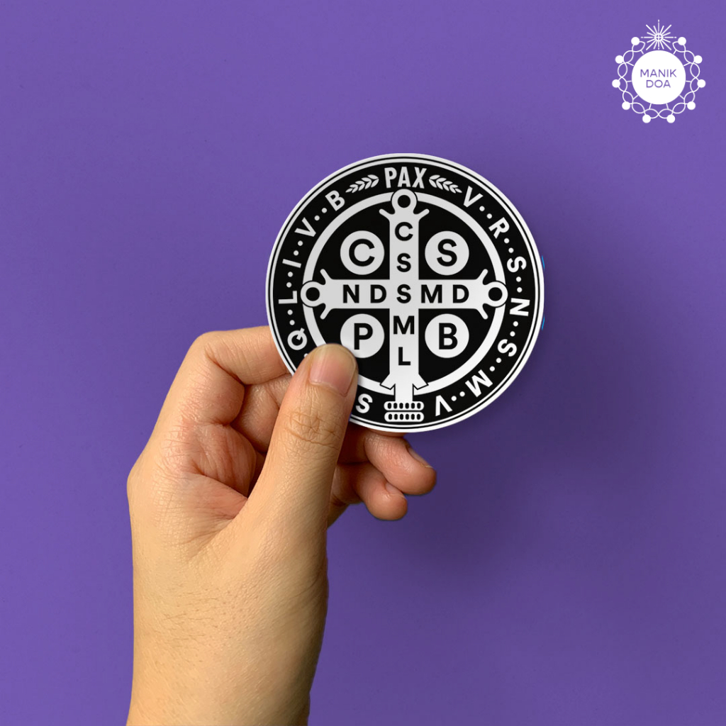 Jual Stiker Rohani Katolik Medali Santo Benediktus — Hitam, Putih ...