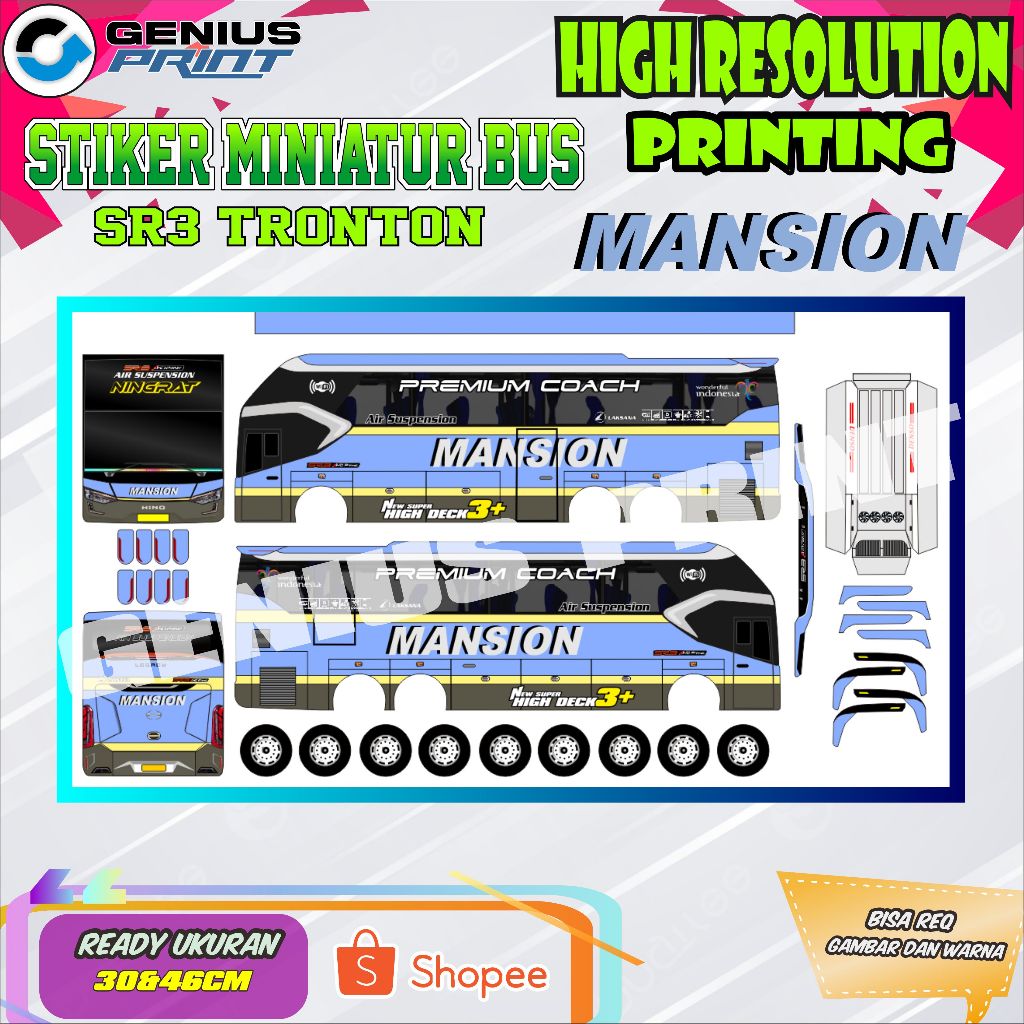 Jual Stiker Mainan Miniatur Bus SR3 Tronton Livery STJ Draka | Agra Mas ...