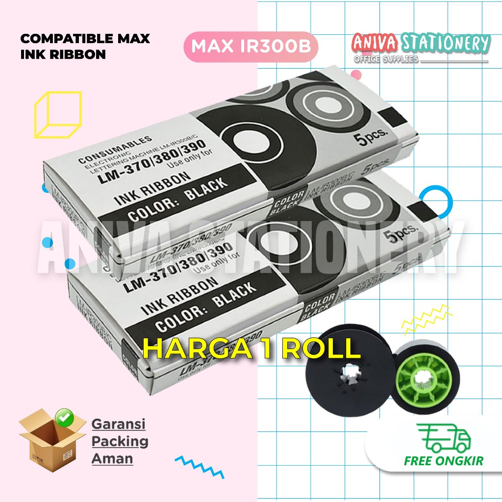 Jual Compatible MAX LM IR300B BLACK ink Ribbon For LETATWIN LM370A ...