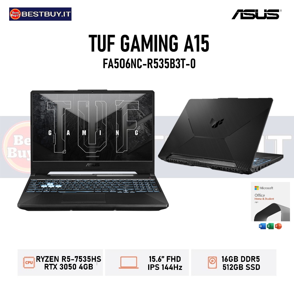 Jual ASUS TUF Gaming A15 FA506NC R535B3T R5-7535HS RTX3050 512GB W11 ...