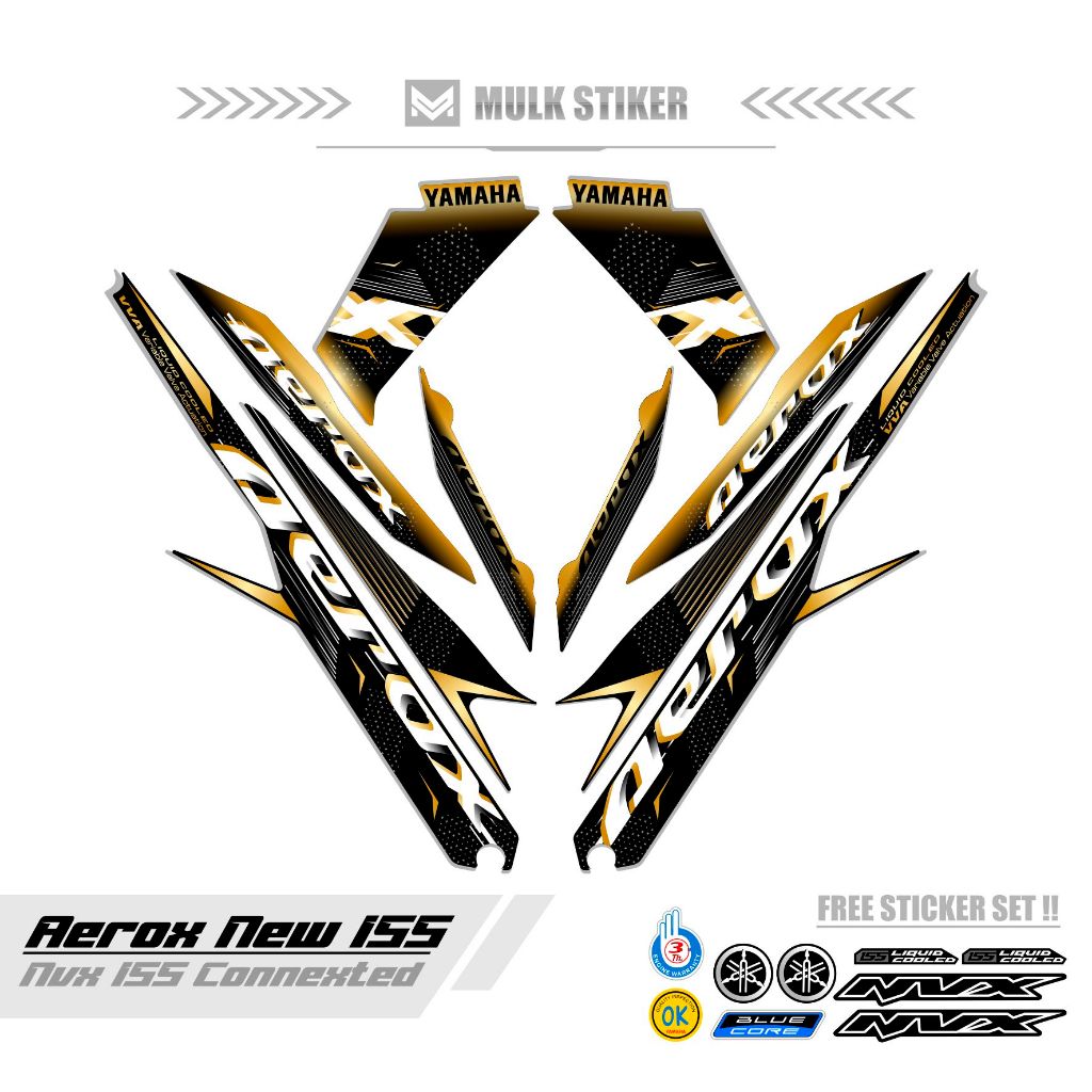 Jual STRIPING AEROX 155 NEW CONNECTED MOTIF 50 / COMBO COLOR / DASAR ...