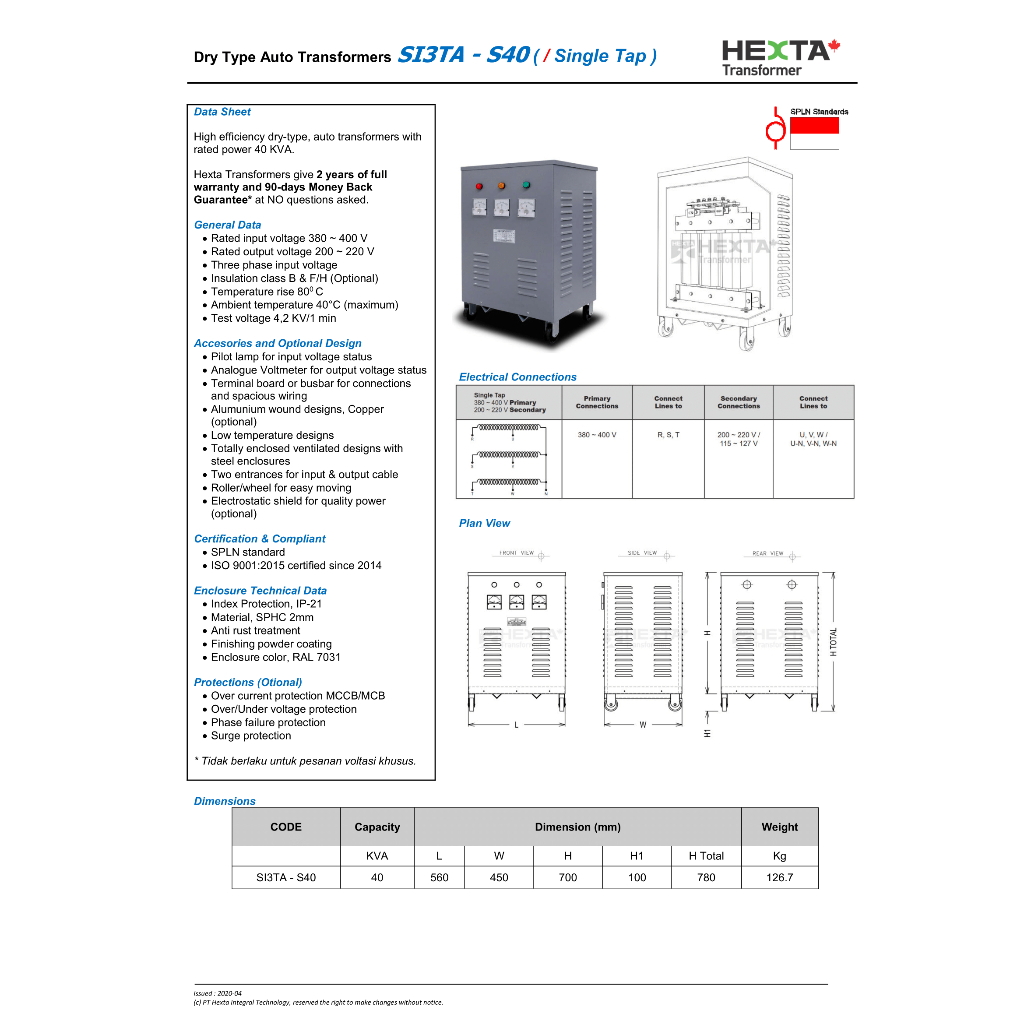 Jual Trafo Listrik Auto Transformer Hexta single tap 40kva | Shopee ...