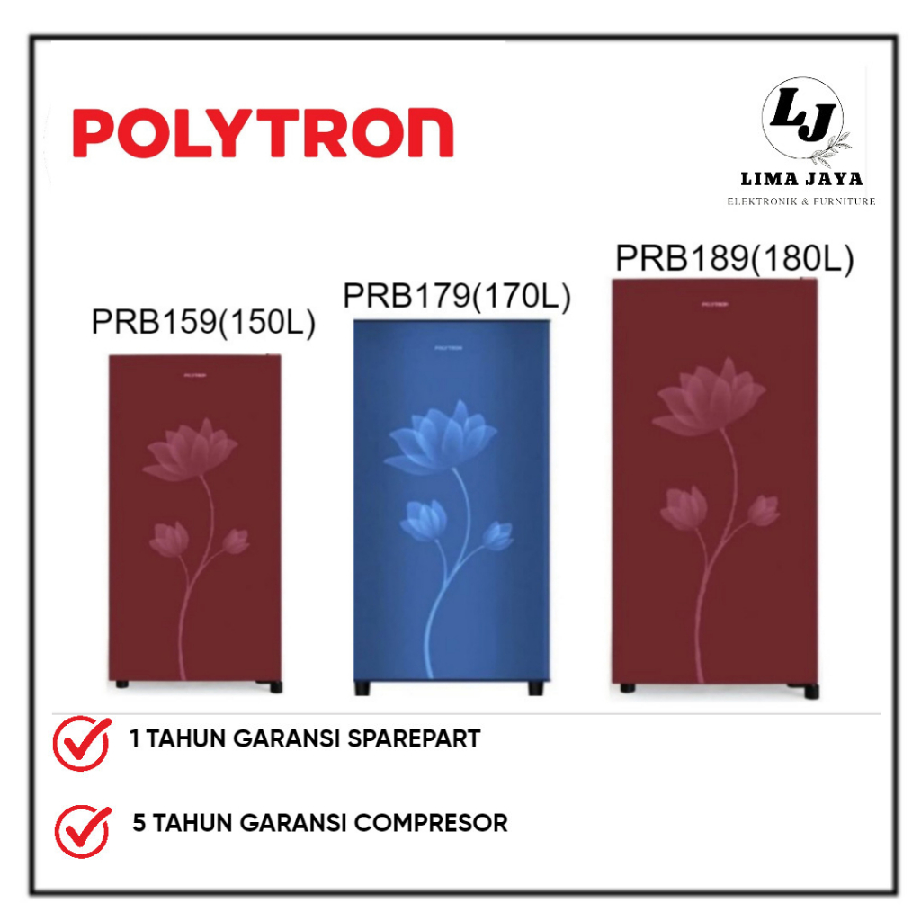 Jual Kulkas 1 Pintu POLYTRON PRB159 / PRB179 / PRB189 180 Liter Kulkas ...