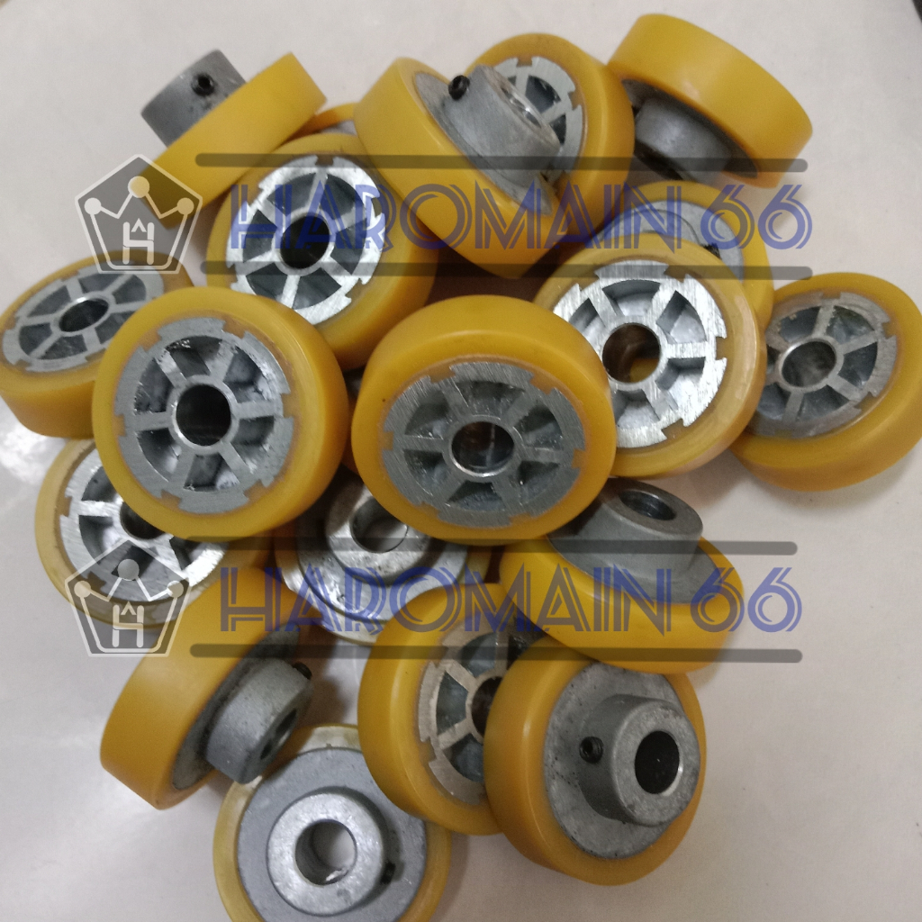Jual Rubber silicone wheel roda roll karet kuning untuk mesin continous ...