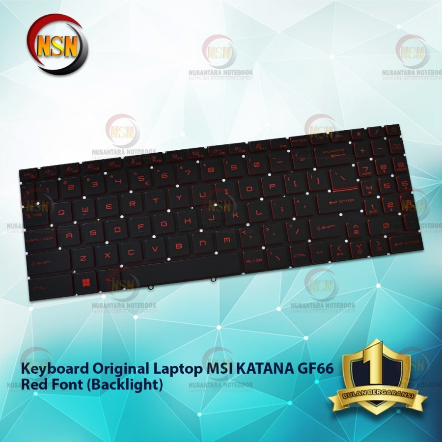 Jual Keyboard Laptop MSI Katana GF66 Red Font Backlight (Black ...