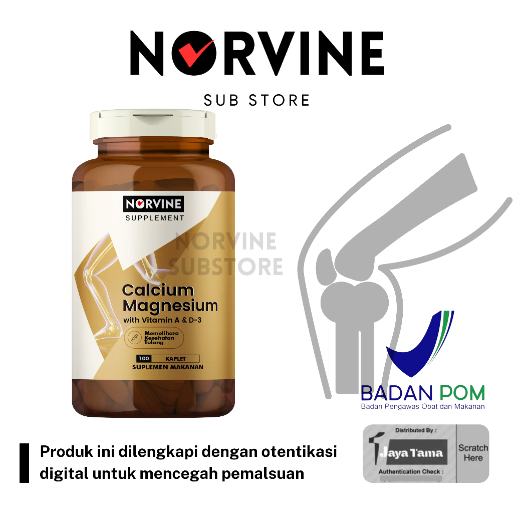 Jual NORVINE CALCIUM MAGNESIUM WITH VITAMIN A & D3 ORIGINAL USA - 100 ...