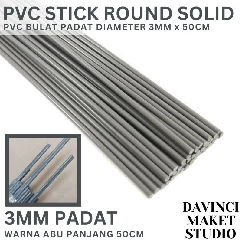 Jual (3MM) PVC Stick Grey Round Solid - Stik PVC Bulat Lingkaran Padat ...