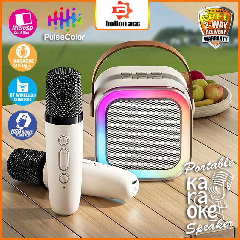 Jual Speaker Microphone Karaoke Set Bluetooth Mini Full bass Portable ...