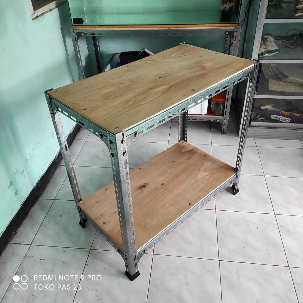 Jual RAK SIKU LUBANG P110 L50 (cm) 2 SUSUN TINGKAT BESI 2mm / RAK BESI ...