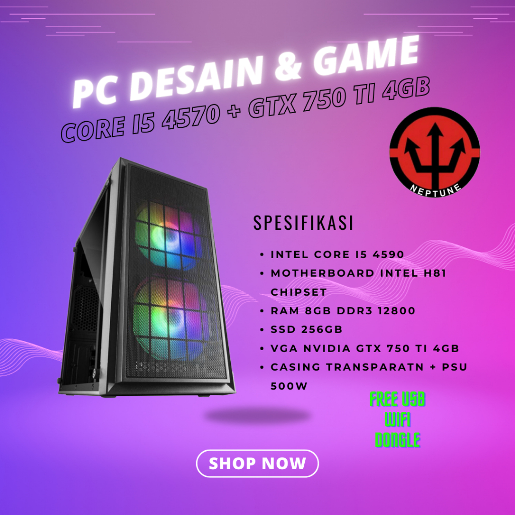 Jual Komputer/PC RAKITAN CORE I5-4570 + GTX 750 TI 4GB + SSD Desain ...