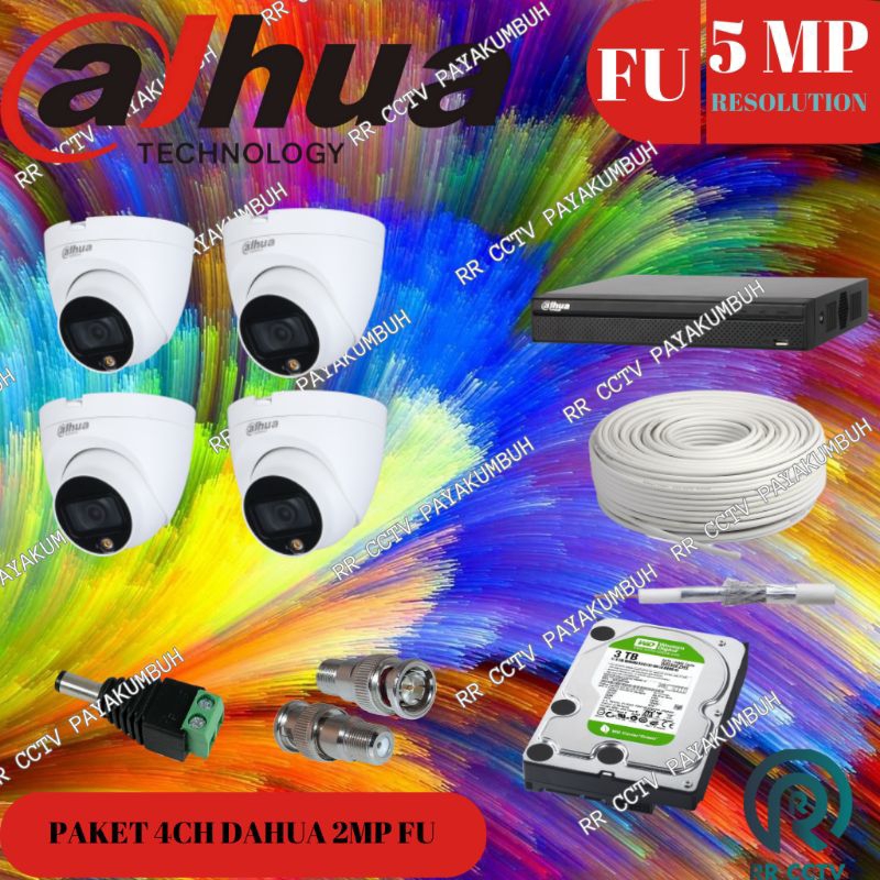 Jual CCTV DAHUA 5MP FULL COLOR PAKET 4CH LENGKAP Shopee Indonesia