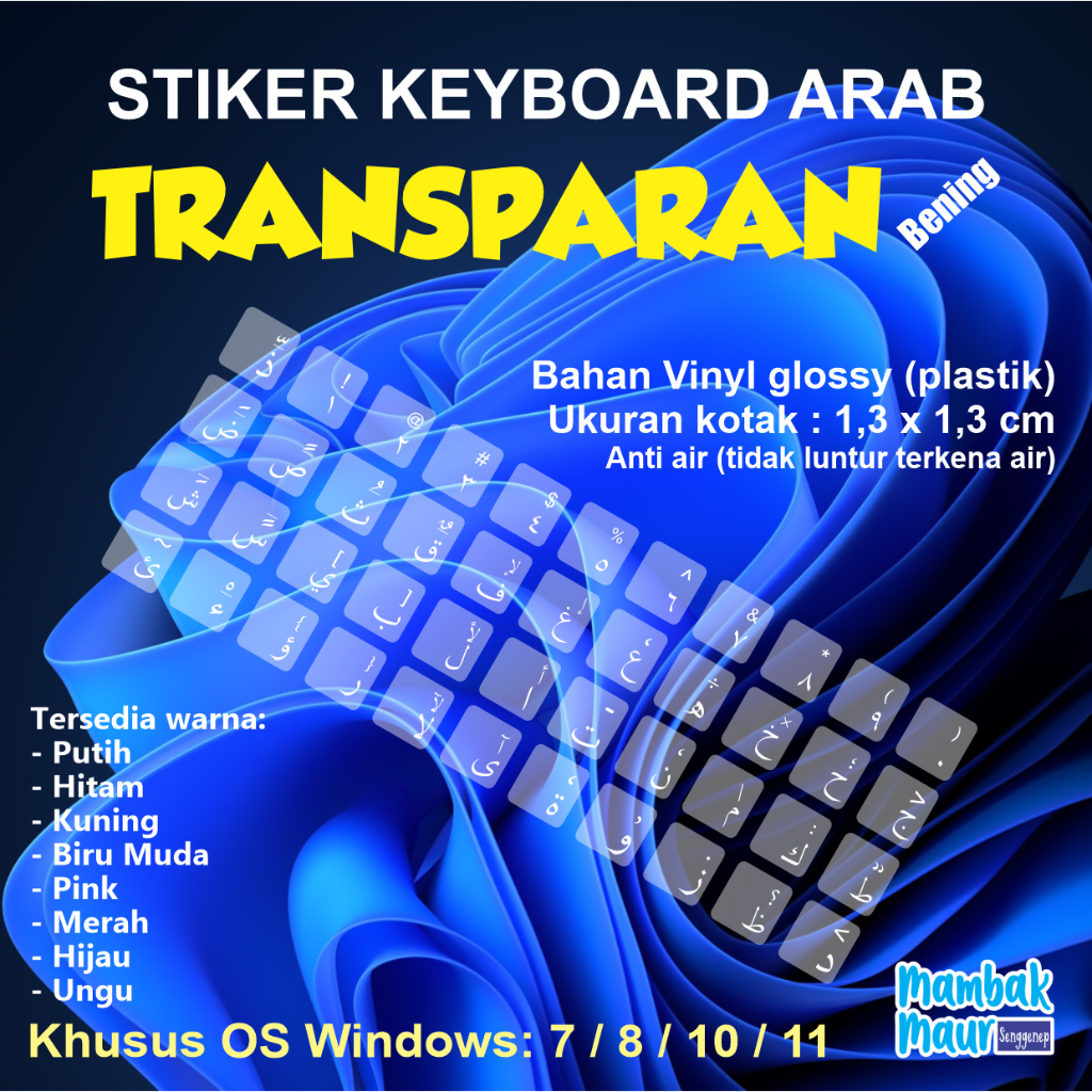 Jual STIKER KEYBOARD ARAB TRANSPARAN BENING UNTUK LAPTOP DAN KOMPUTER ...