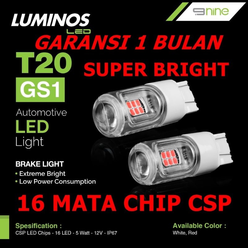 Jual LAMPU REM LED MOBIL TANCEP T20 CSP EXTREME BRIGHT 16 MATA NINE ...