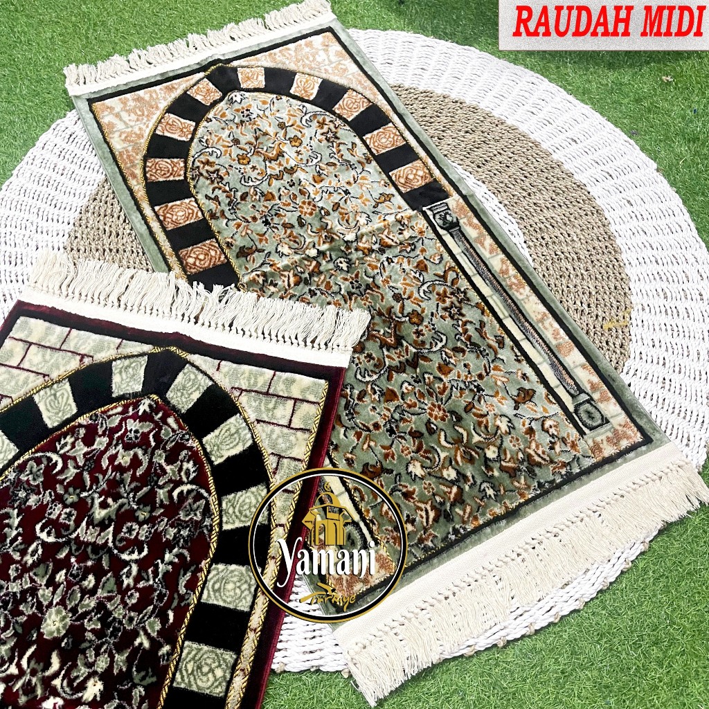 Jual Sajadah Turki Beludru Tebal Premium Motif Raudhah Ukuran medium 55 ...
