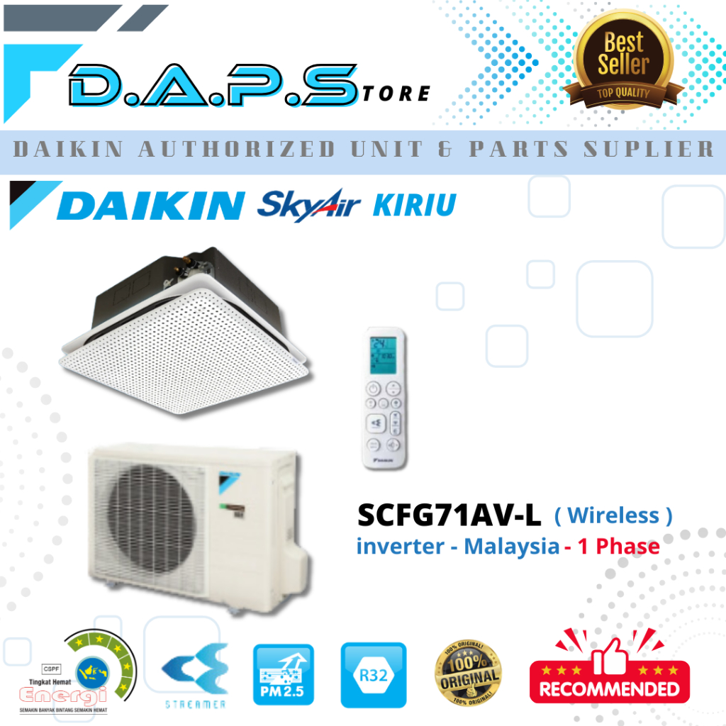 Jual AC Kaset /AC Cassette Daikin Kiriu 3 PK Inverter Malaysia 1 Phase ...