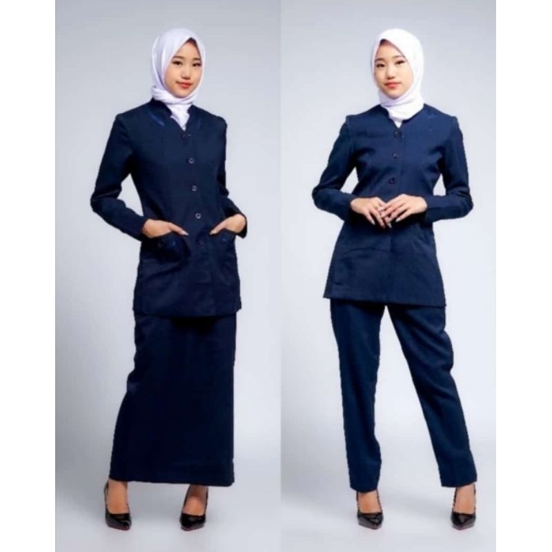 Jual Seragam dinas biru dongker guru Setelan rok span dan celana pdh ...