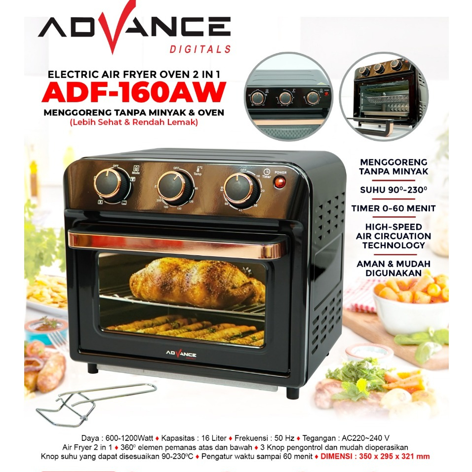 Jual ADVANCE ELECTRIC AIR FRYER OVEN 2 IN 1 ADF-160AW AIR FRYER OVEN