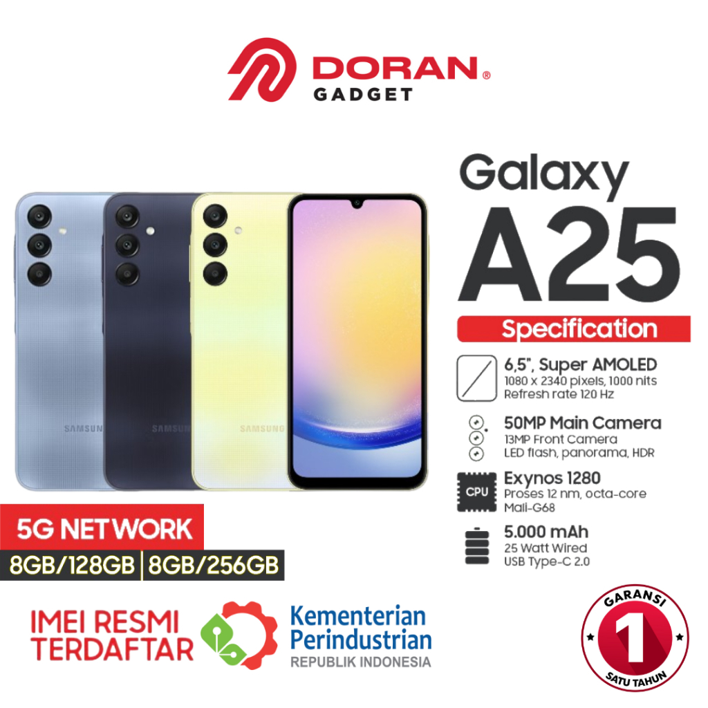 Jual Samsung Galaxy A25 5G 8GB / 128GB 256GB | 8/256GB | 8/128GB | Blue