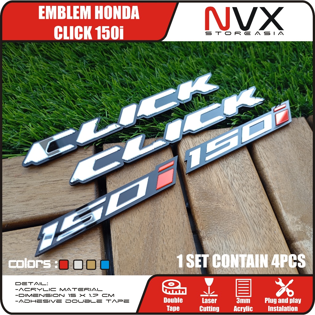 Jual 1 SET 4PCS Emblem Honda Click 125i 150i Stiker Logo Timbul Vario ...