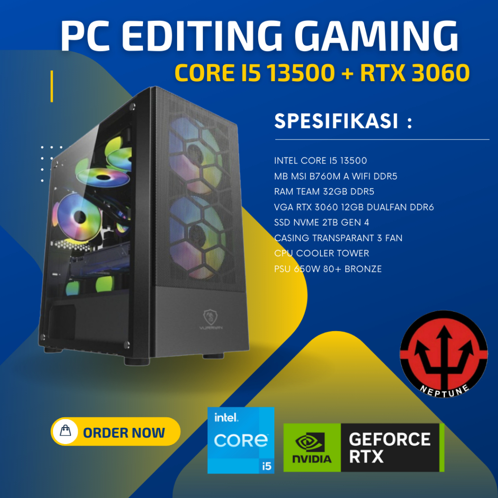 Jual RAKITAN Komputer/PC Core I5 13500 + VGA RTX + NVME 2TB EDTING ...