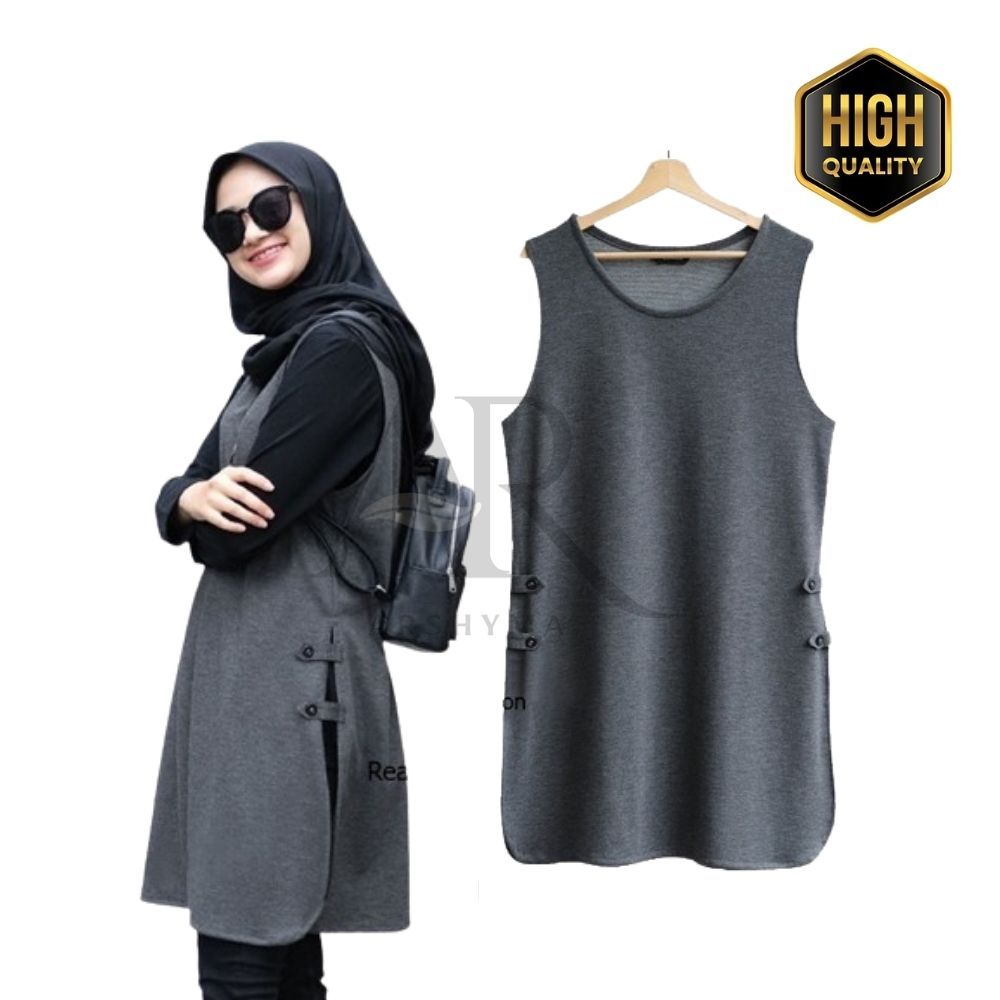 Jual Real Fashion Tunik Long Vest Atasan Rompi Wanita M - XXL | Shopee ...