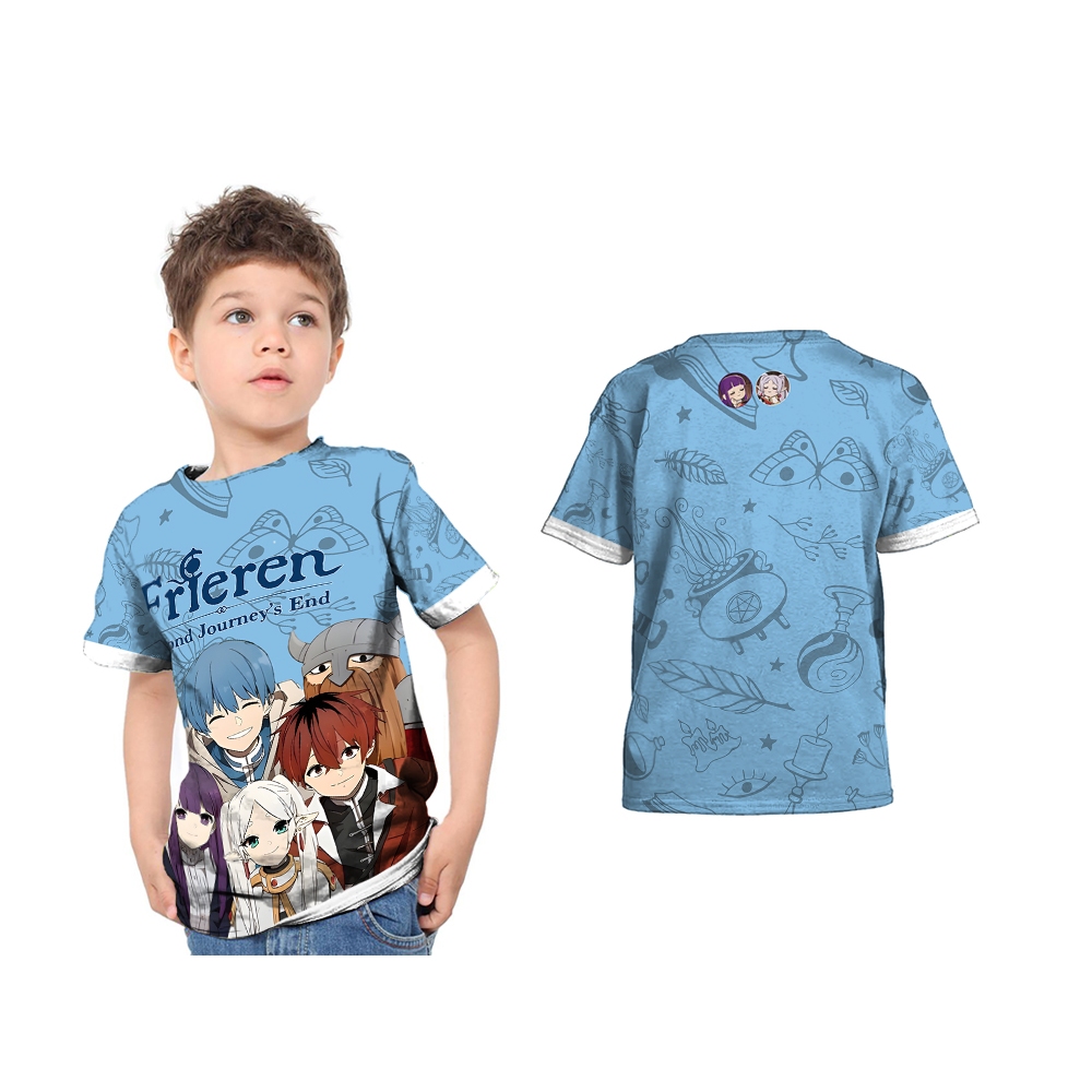 T-shirt Anime Frieren - Imprimé Rétro Personnalisé - 100% Coton - Manches Courtes - Coupe Tendance