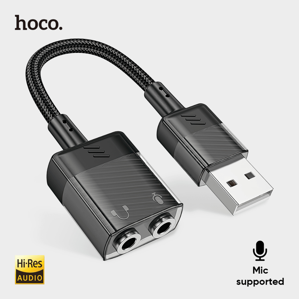 Jual Hoco USB to 3.5mm Jack Audio dan Micphone Converter Cable Adapter ...