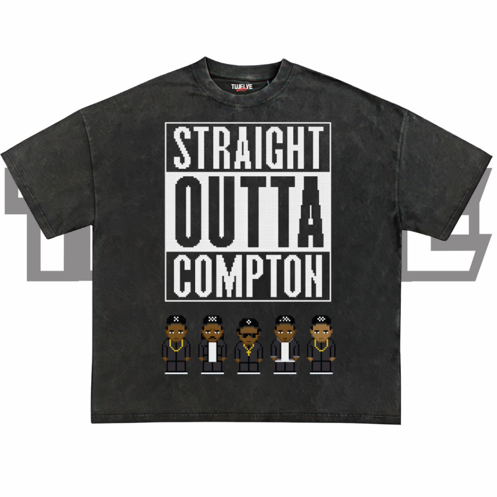Jual Straight Outta Compton Oversize T-Shirt Wash Hitam
