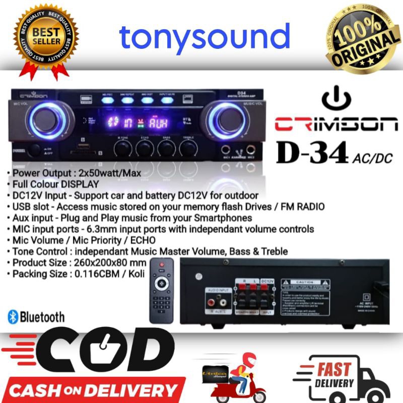 Jual Amplifier CRIMSON D 34 AC/DC amplifier crimson d34 original ...