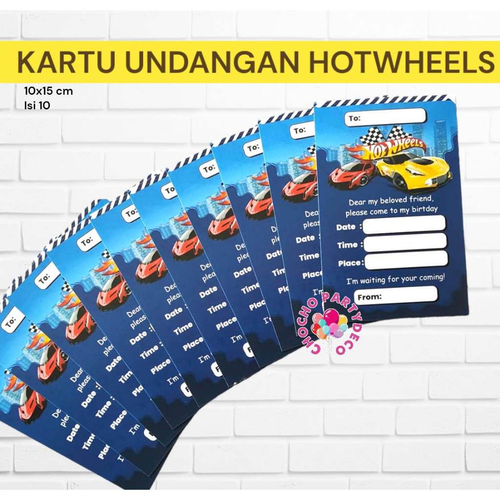 Jual Kartu Undangan Ulang Tahun HOTWHEELS Isi 30 / Kartu Undangan Ultah ...