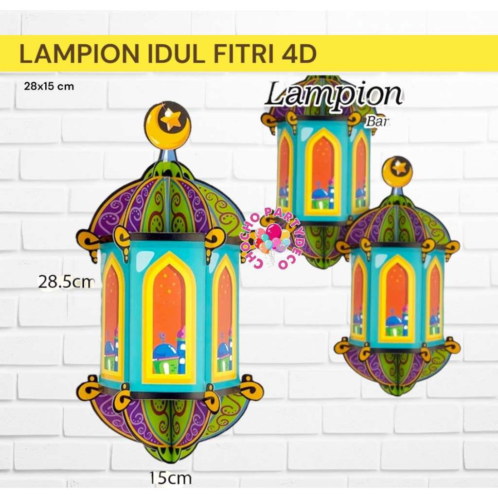Jual Lampion IDUL FITRI 4D / Dekorasi Idul Fitri Lebaran Eid Mubarak