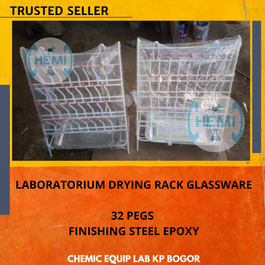 Jual LABORATORIUM DRYING RACK GLASSWARE 32 PEGS RAK PENGERING GLASSWARE ...