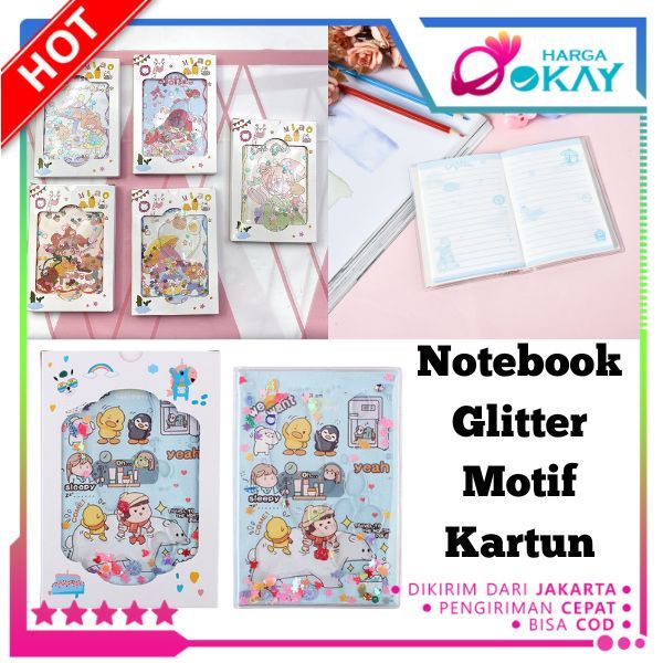 Jual HO Buku Tulis Anak Glitter Karakter Buku Diary Kreatif Untuk Anak